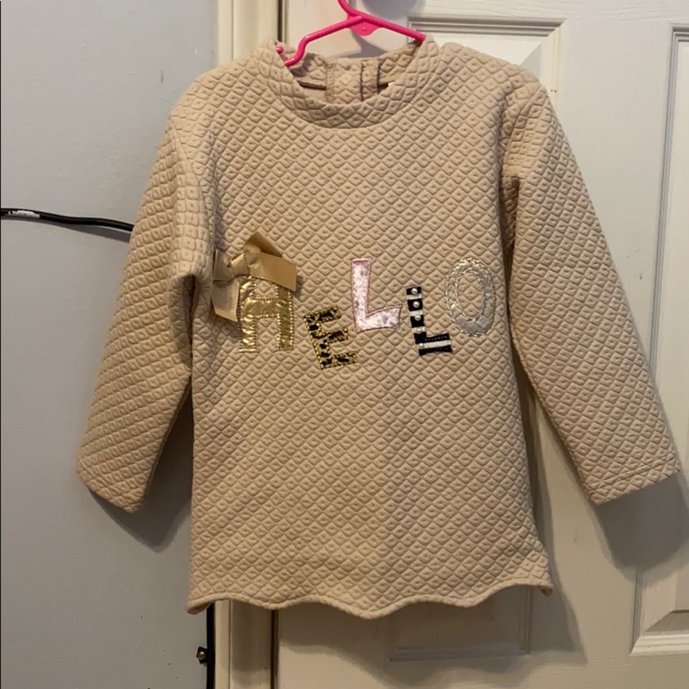 Girls Beige HELLO shirt Size 6